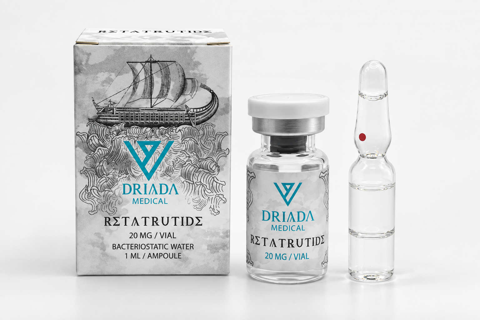 Retatrutida 20mg Driada Medical com água bacteriostática